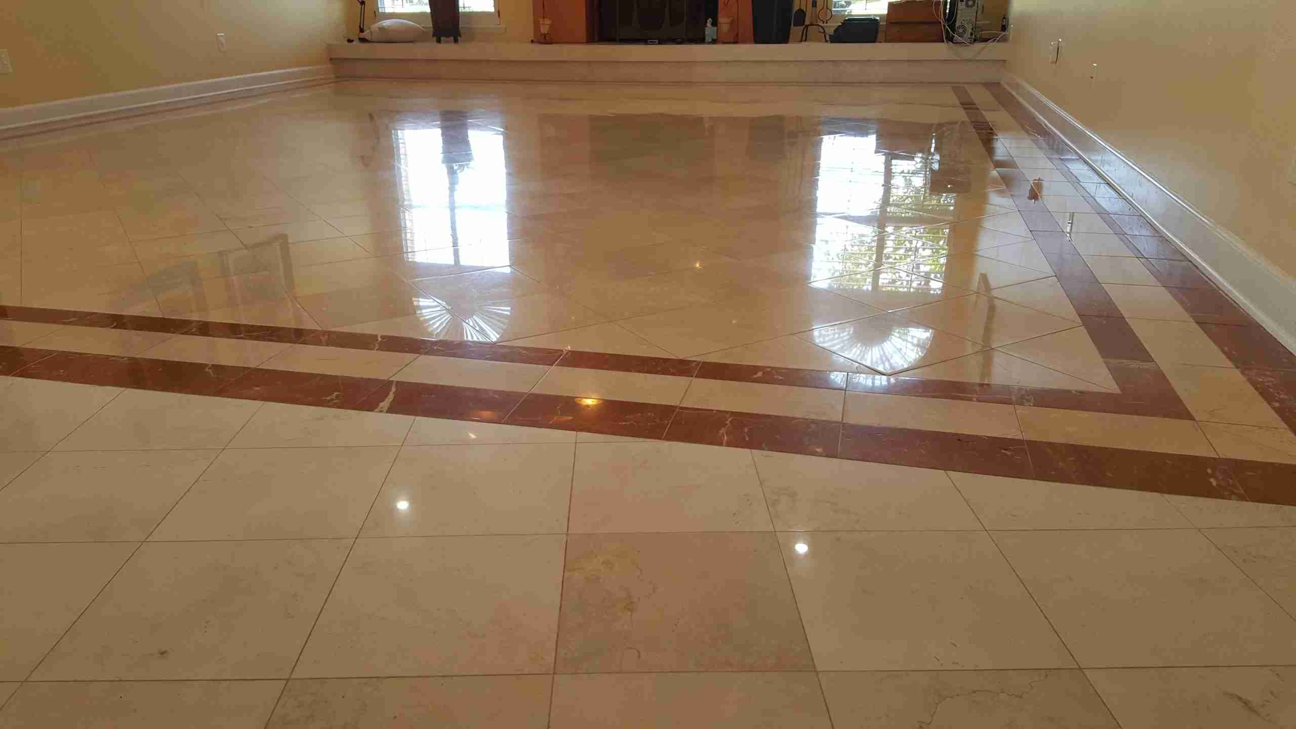 Cleaned and Polished Limestone Floors by Bay Shore Cleaning & Restoration Bay Shore Cleaning & Restoration