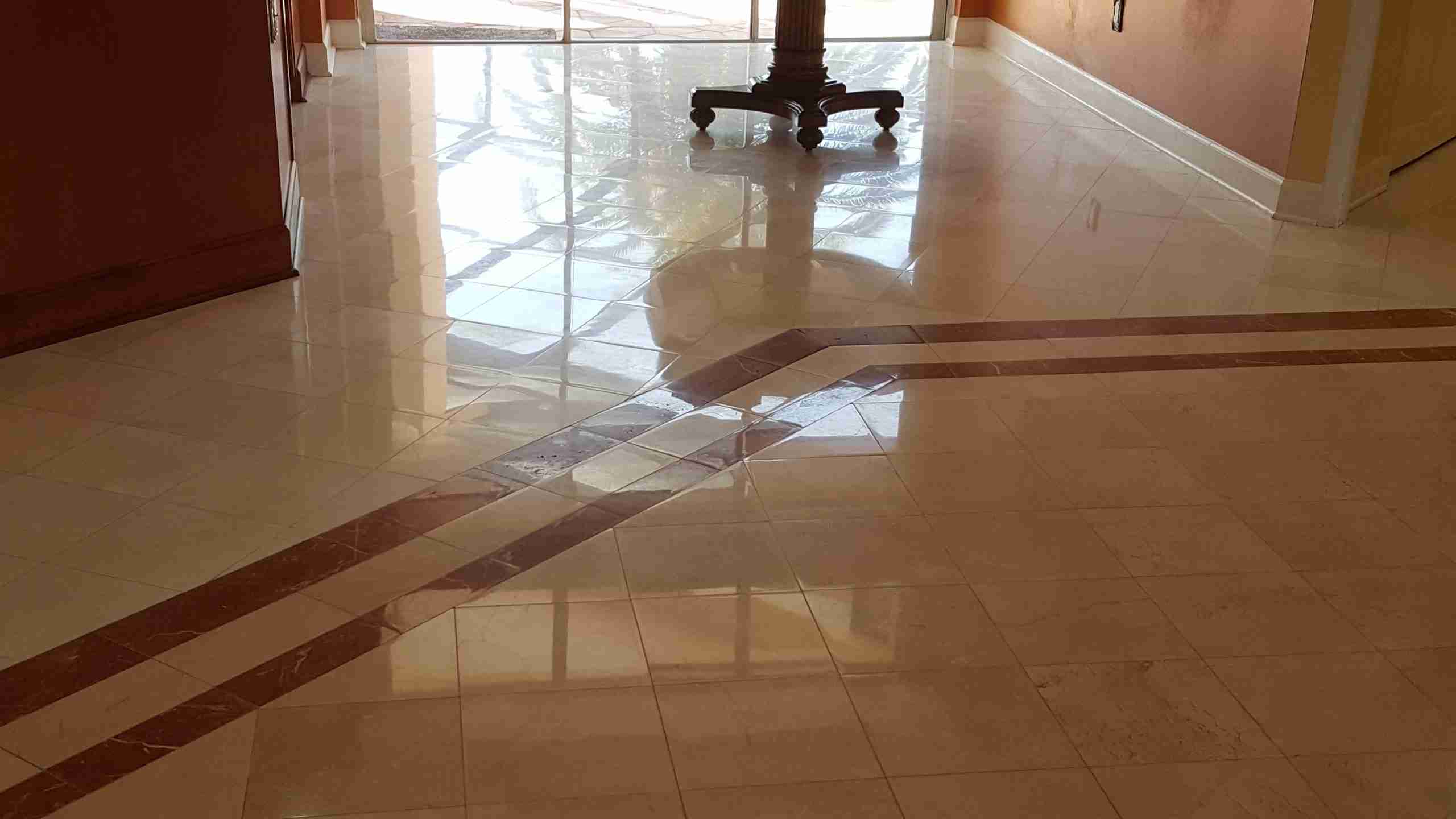 Cleaned and Polished Limestone Floors by Bay Shore Cleaning & Restoration Bay Shore Cleaning & Restoration