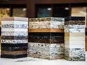 Three Stacks of Marble Samples Bay Shore Cleaning & Restoration