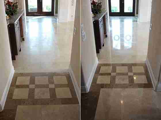 Oldsmar Florida Travertine Before and After Bay Shore Cleaning & Restoration